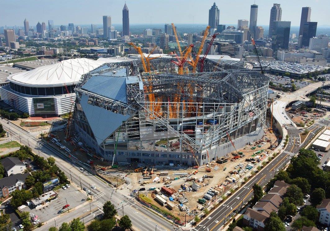 Construction progress on the New Atlanta Stadium by Birdair Inc.